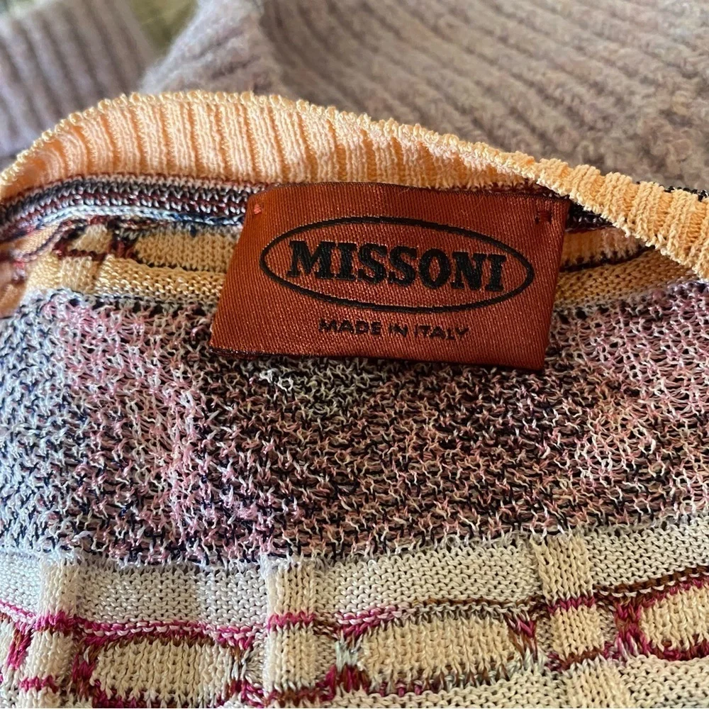 Missoni Made In Italy Knit Cardigan Sweater Button Down Tight Multicolor: